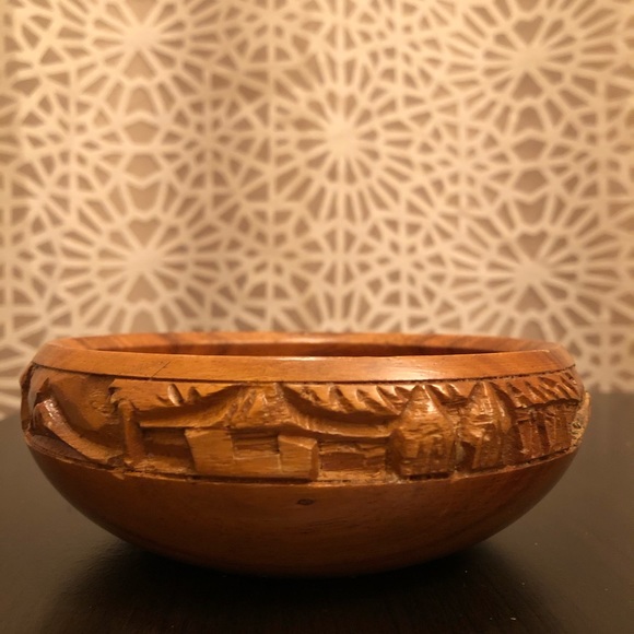 RARE Vintage Large Wooden Carved Salad Bowl Set - Picture 13 of 16
